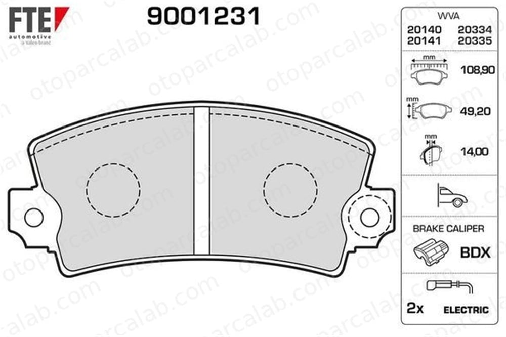 FTE 9001231 Fren Disk Balata Ön RENAULT 5 PEUGEOT 305 II 7701202890 8671000109