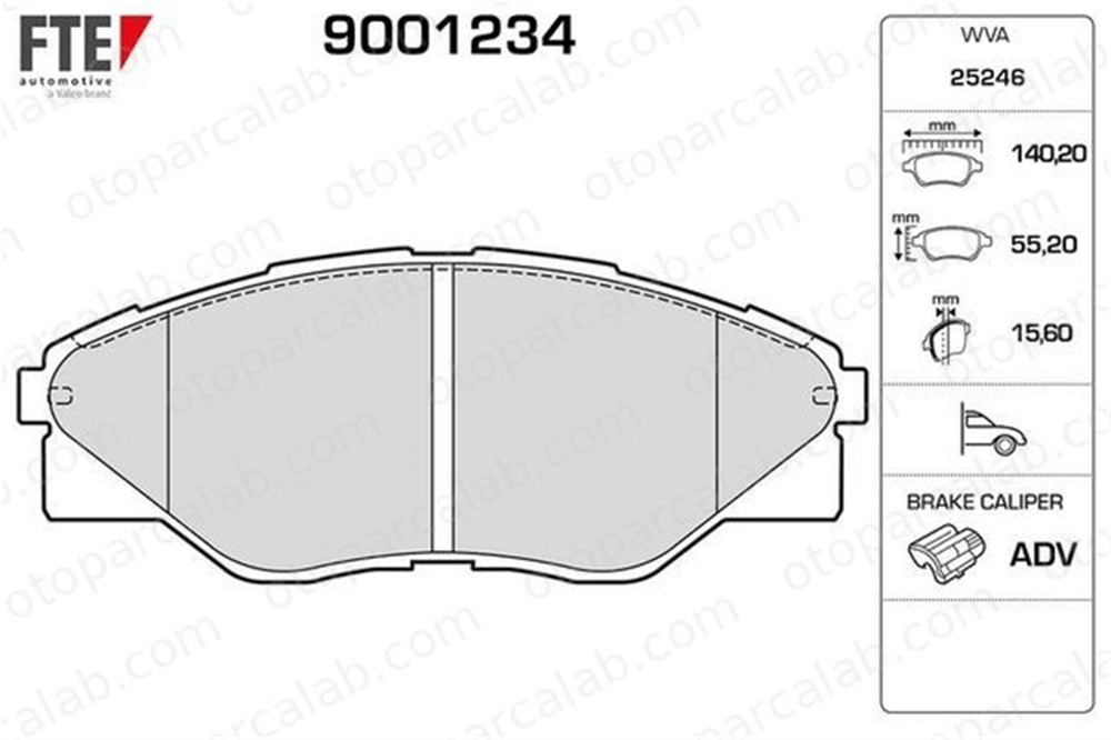 FTE 9001234 Fren Disk Balata Ön TOYOTA HILUX VII Pick-up 44650K290 04465-0K290