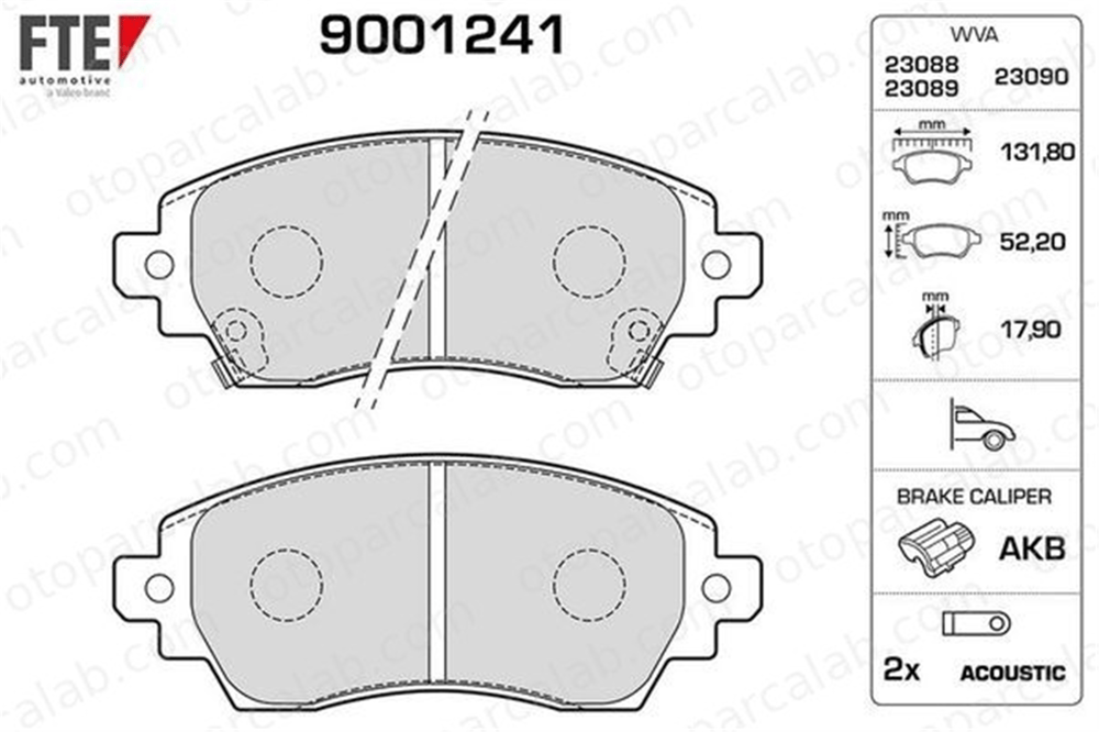 FTE 9001241 Fren Disk Balata Ön TOYOTA COROLLA Compact COROLLA Liftback 446502030 04465-02030
