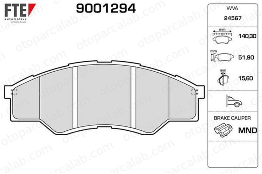 FTE 9001294 Fren Disk Balata Ön TOYOTA HILUX VII Pick-up 44650K010 044650K010