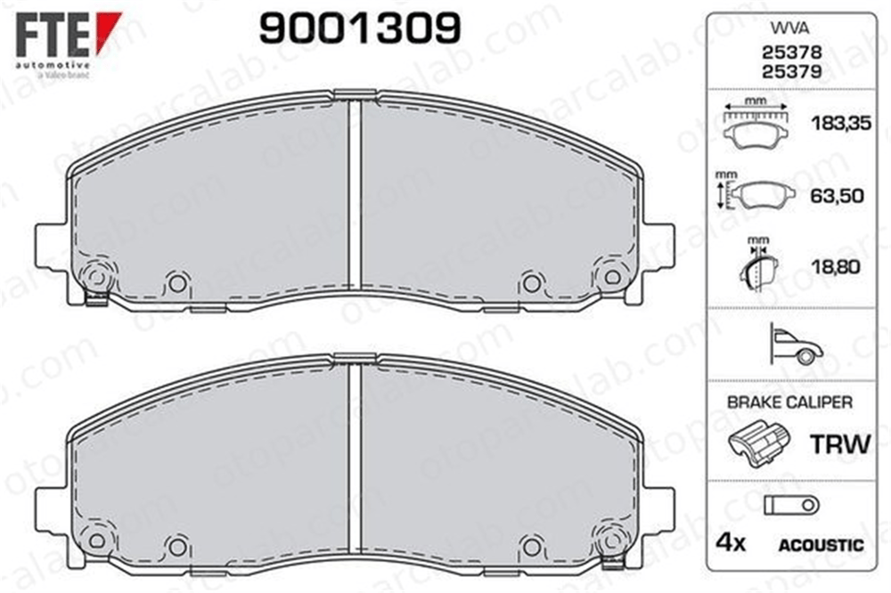 FTE 9001309 Fren Disk Balata Ön DODGE JOURNEY FIAT FREEMONT 68144163AA 2AMV3163AA
