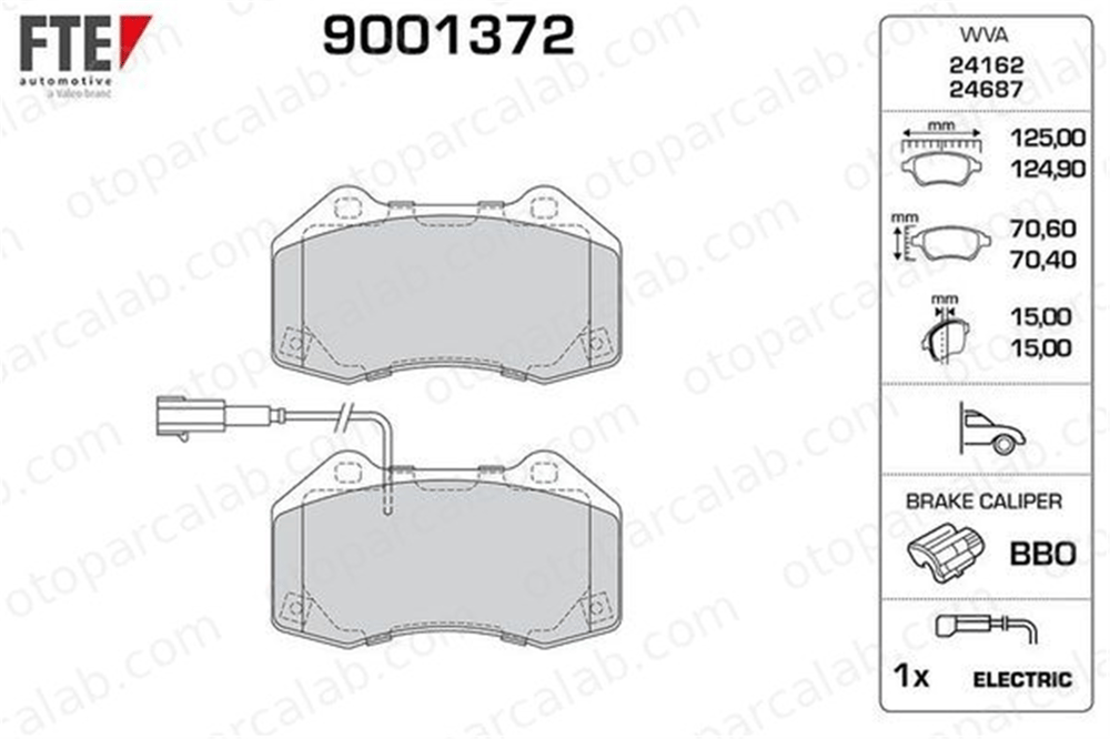FTE 9001372 Fren Disk Balata Ön ALFA ROMEO MITO ABARTH 500 / 595 / 695 5741889 71753265