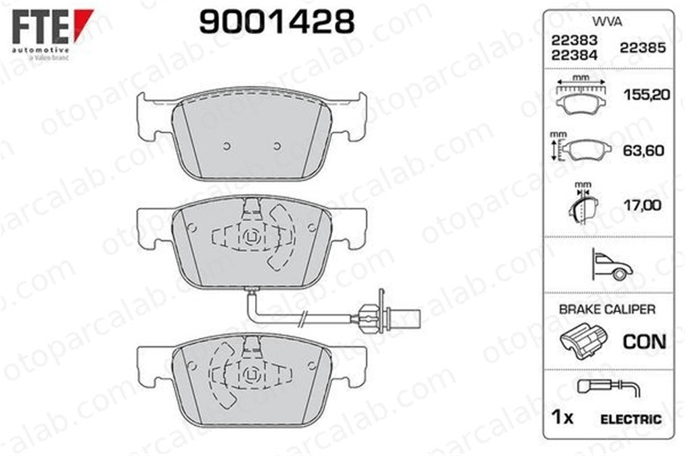 FTE 9001428 Fren Disk Balata Ön AUDI A4 B9 A4 B9 Avant 8W0698151Q 8W0698151AA