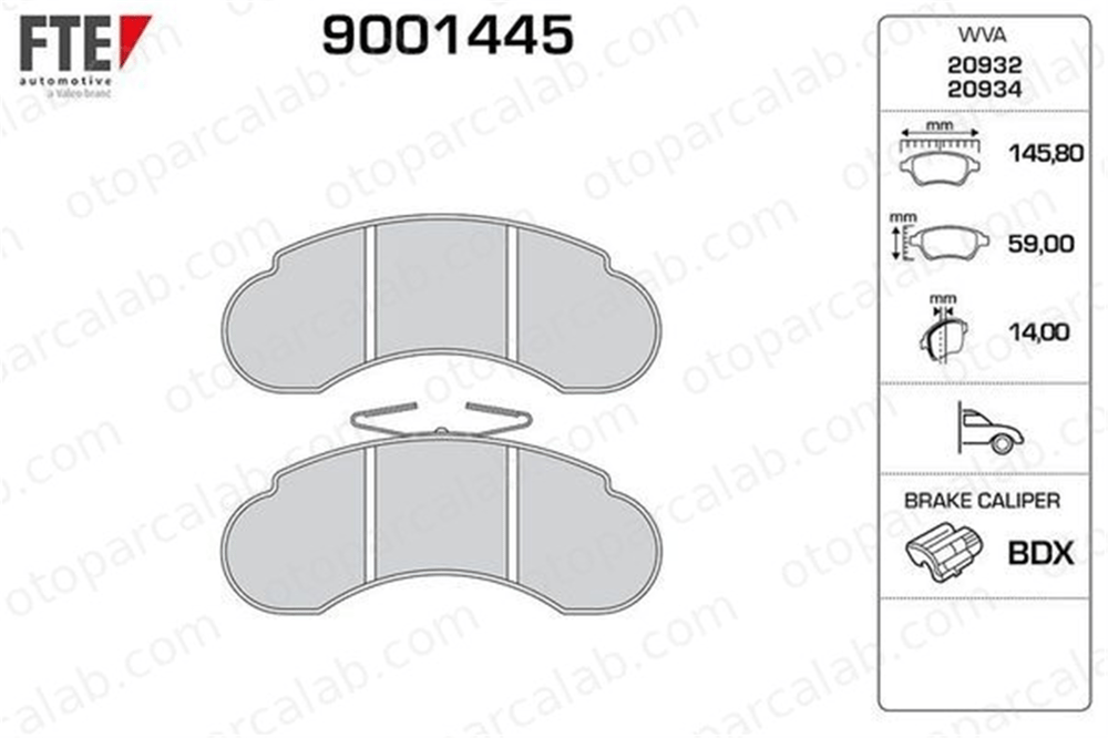 FTE 9001445 Fren Disk Balata Ön MERCEDES-BENZ G-SERISI T1 Platform şasi 6014208720 6014217720