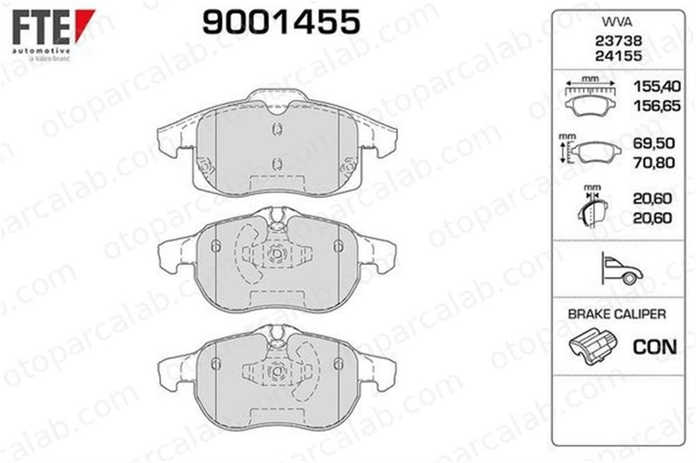 FTE 9001455 Fren Disk Balata Ön SAAB 9-3 Station wagon 9-3 1605137 93188112