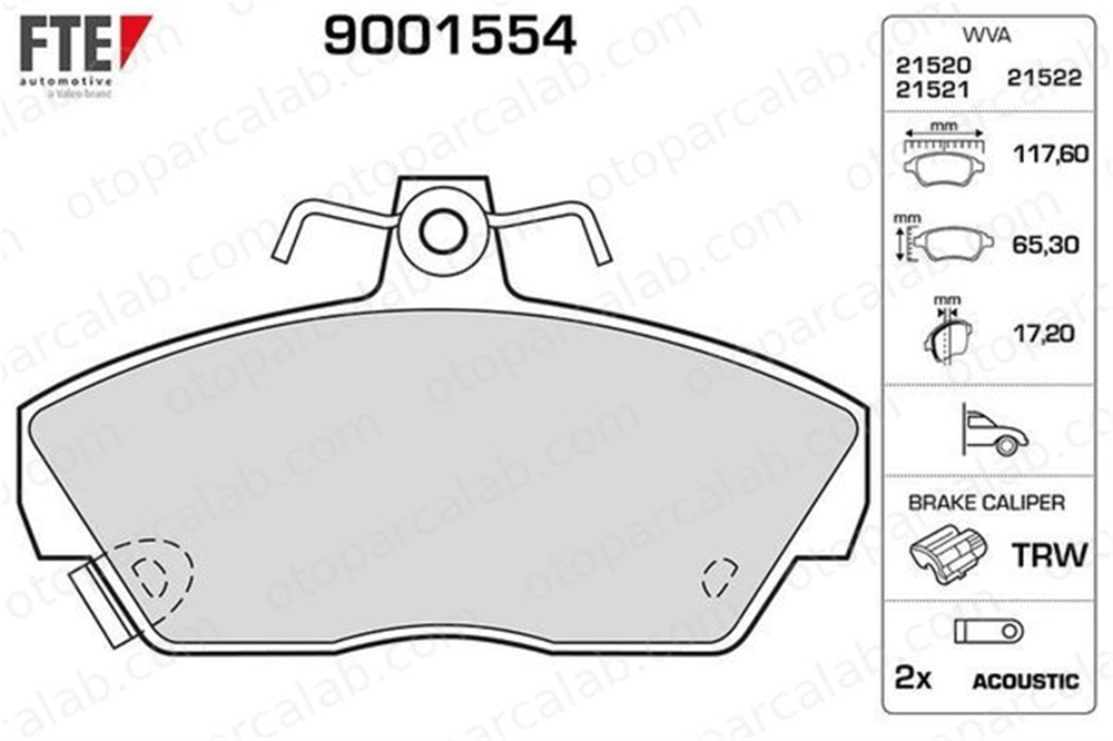 FTE 9001554 Fren Disk Balata Ön ROVER 200 II Hatchback 200 II Cabrio GBP90314 GBP90328