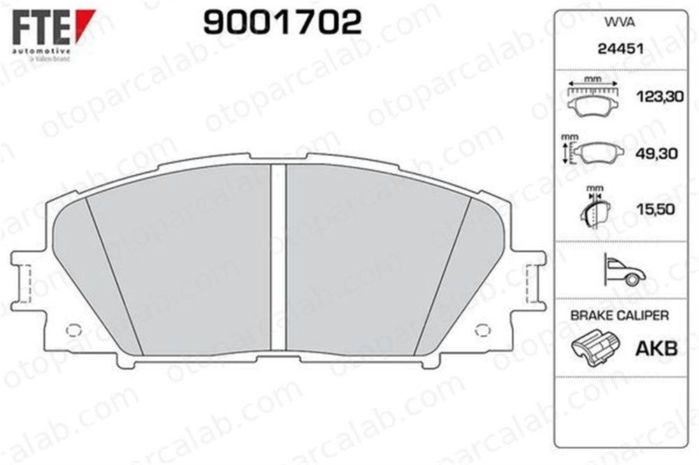 FTE 9001702 Fren Disk Balata Ön TOYOTA PRIUS PRIUS PHV 446547070 446547080