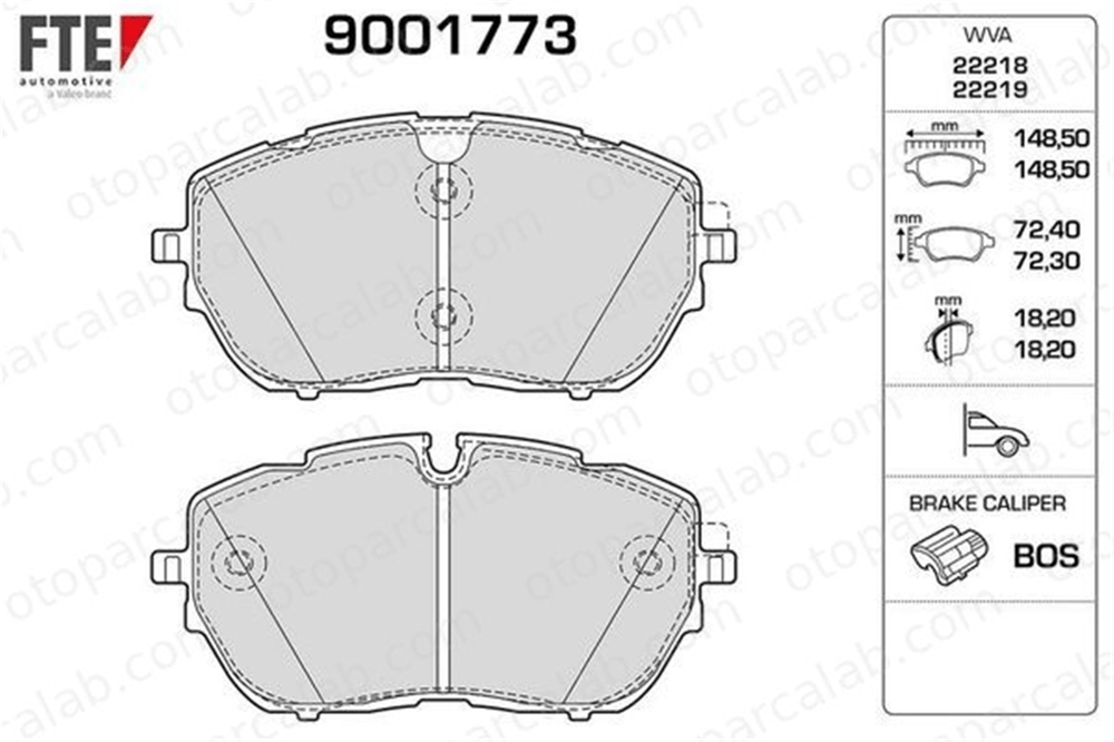 FTE 9001773 Fren Disk Balata Ön PEUGEOT 308 II 308 SW II 1647859680 1647877180