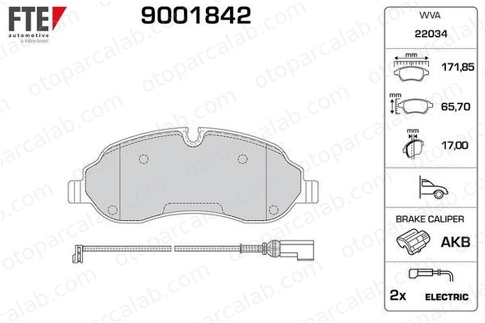 FTE 9001842 Fren Disk Balata Ön veya Arka FORD TRANSIT V363 Panelvan/Van TRANSIT V363 Platform şasi BK312K021AC 1840479