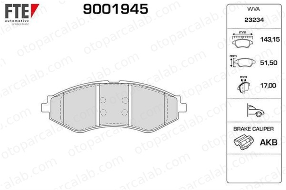 FTE 9001945 Fren Disk Balata Ön DAEWOO NUBIRA Sedan NUBIRA Wagon 96281937 96349060