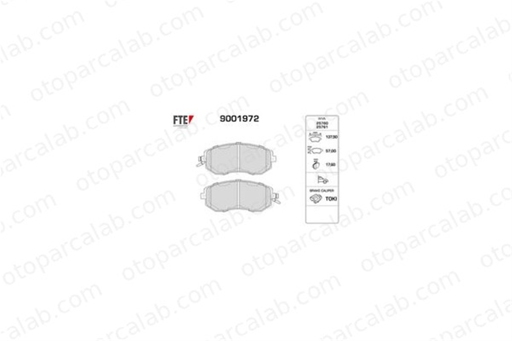 FTE 9001972 Fren Disk Balata Ön SUBARU FORESTER IMPREZA Hatchback 26296AG040 SU00304324