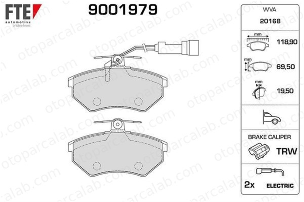FTE 9001979 Fren Disk Balata Ön AUDI 80 B4 Sedan VW GOLF III 8A0698151