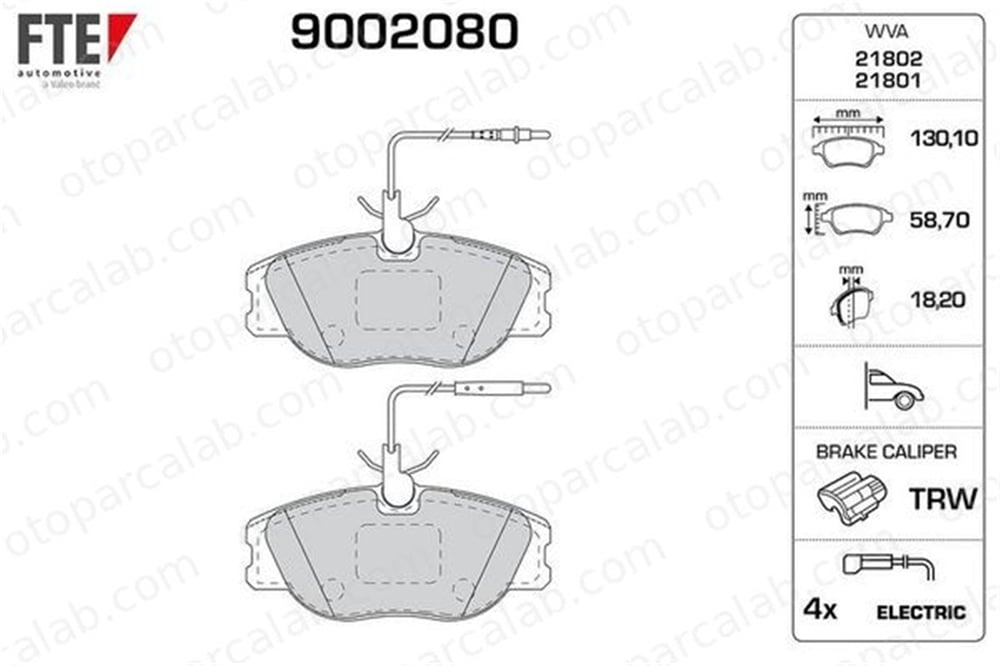 FTE 9002080 Fren Disk Balata Ön CITROËN EVASION MPV FIAT SCUDO Minibüs/Otobüs 1611458180 1617249280