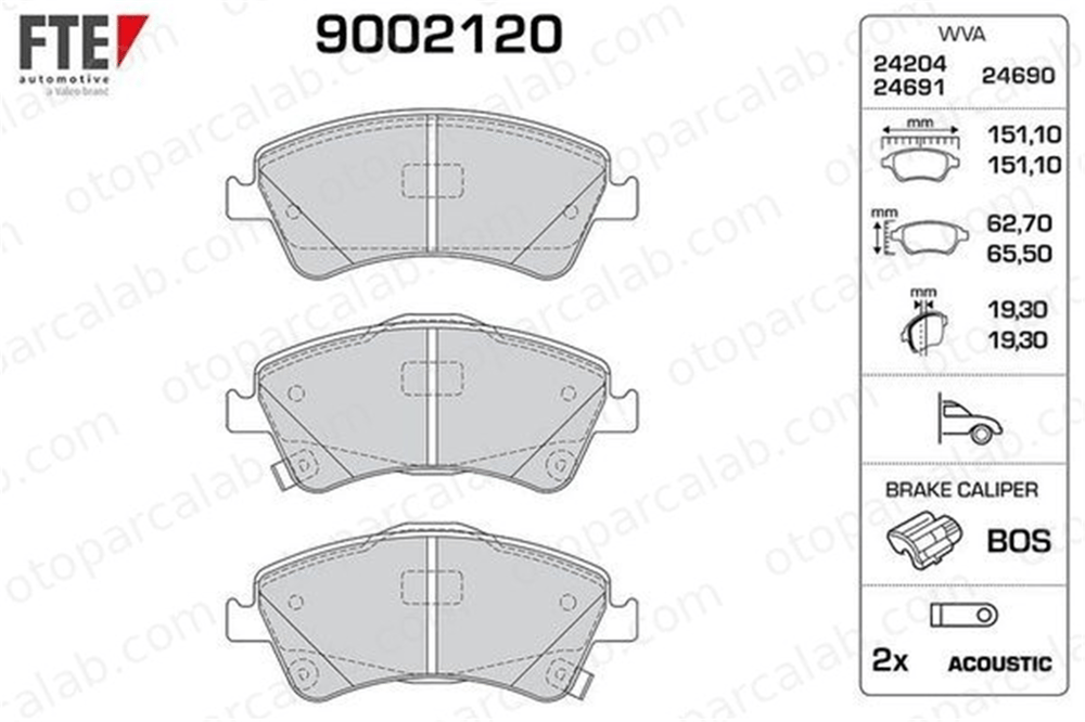 FTE 9002120 Fren Disk Balata Ön TOYOTA AVENSIS Station wagon AVENSIS Sedan 446502190 0446502190