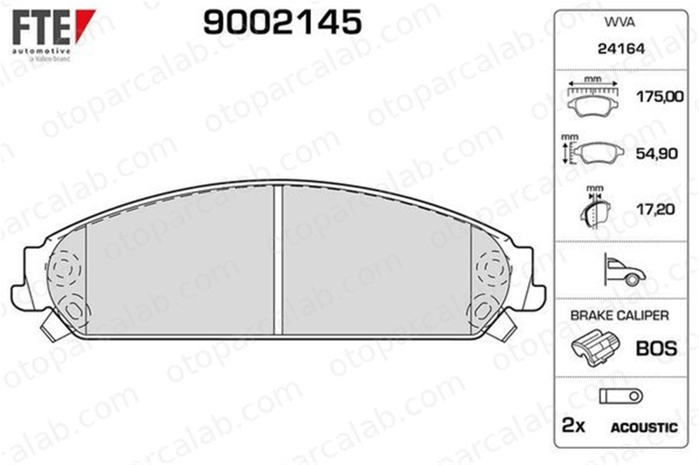 FTE 9002145 Fren Disk Balata Ön CHRYSLER 300C 300C Touring 5142558AA 5142558AB