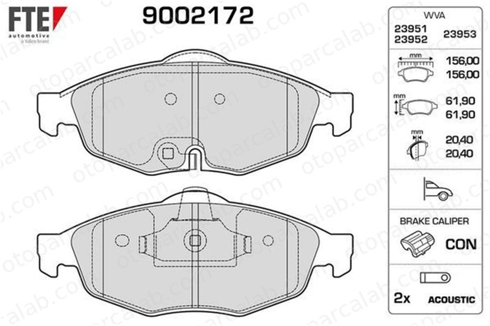 FTE 9002172 Fren Disk Balata Ön CHRYSLER SEBRING Cabrio SEBRING 5018942AA 5018945AA