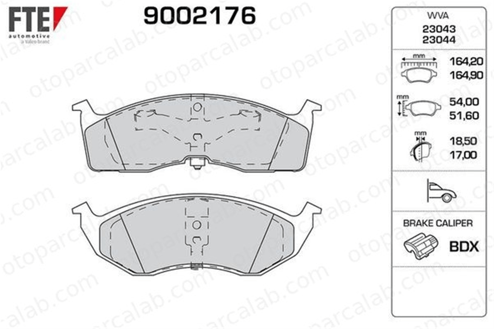 FTE 9002176 Fren Disk Balata Ön CHRYSLER VOYAGER / GRAND VOYAGER III DODGE CARAVAN 4728124 4762682