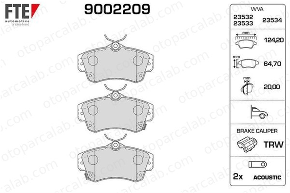 FTE 9002209 Fren Disk Balata Ön CHRYSLER PT CRUISER DODGE NEON II 5017843AA 5083853AA