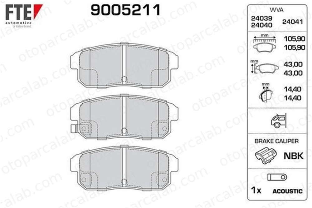 FTE 9005211 Fren Disk Balata Arka MAZDA RX-8 NISSAN CEFIRO III Sedan 5580060J00 5580060J10