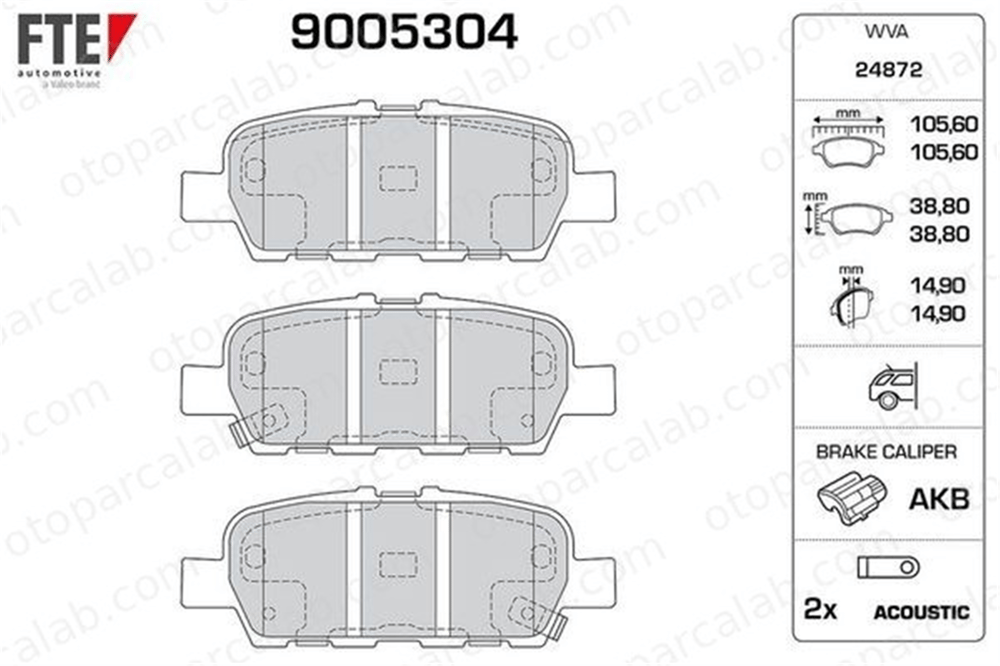 FTE 9005304 Fren Disk Balata Arka NISSAN JUKE RENAULT KOLEOS I D40601BN0A D40601MB0A