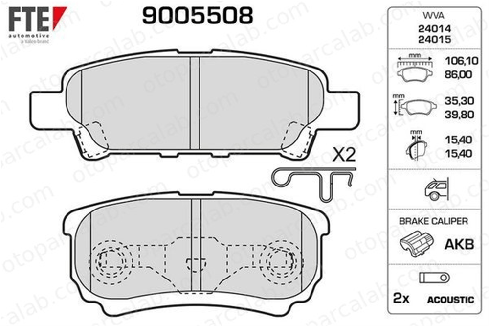 FTE 9005508 Fren Disk Balata Arka MITSUBISHI LANCER VIII LANCER VIII Sportback 5191271AA 5191271AB