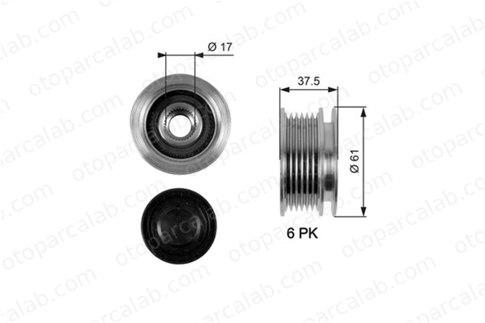 GATES OAP7072 Alternatör Kasnağı MERCEDES-BENZ SPRINTER 4-t Panelvan/Van T1 Minibüs/Otobüs A6021500060 6021500060