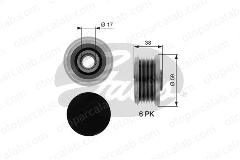 GATES OAP7077 Alternatör Kasnağı PEUGEOT PARTNER Kasa/büyük limuzin CITROËN BERLINGO Kasa/büyük limuzin 77363468 5705AS