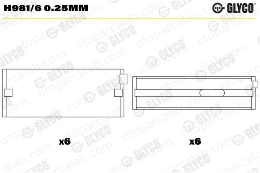 GLYCO H981/6 0.25mm Ana Yatak (0.25) AUDI 100 C3 Sedan 100 C3 Avant H9816025mm 35105507