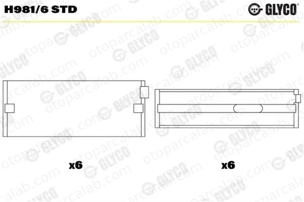 GLYCO H981/6 STD Ana Yatak (STD) AUDI 100 C3 Sedan 100 C3 Avant 34198491D 34105561A