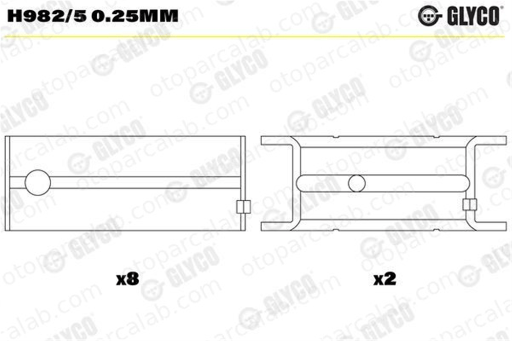 GLYCO H982/5 0.25mm Ana Yatak (0.25) OPEL KADETT E Hatchback VECTRA A H9825025mm 618171
