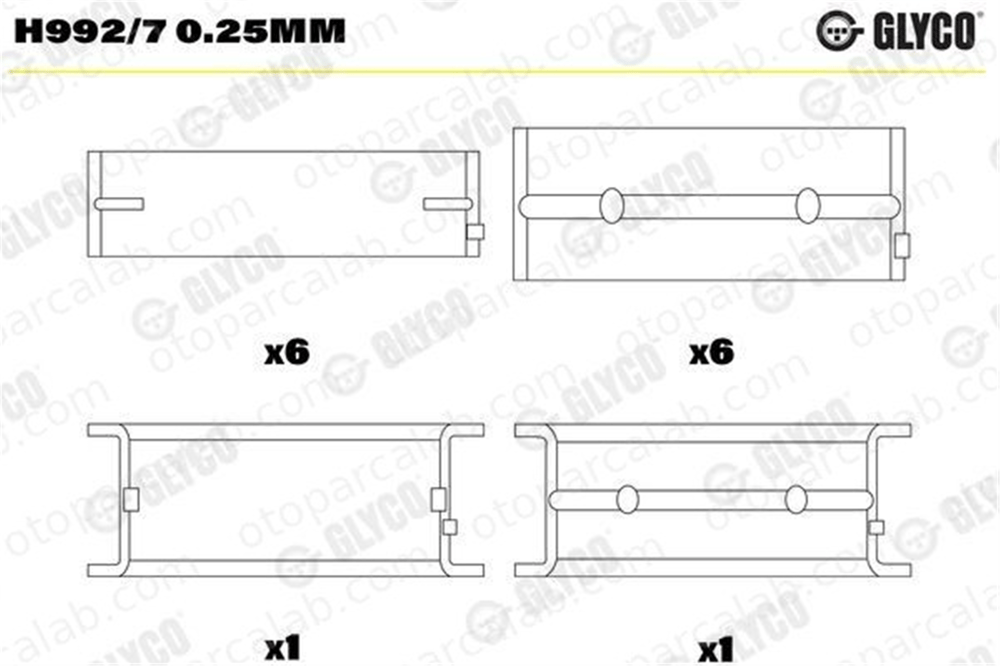 GLYCO H992/7 0.25mm Ana Yatak (0.25) MAN F90 F8 51011136075 51011146013