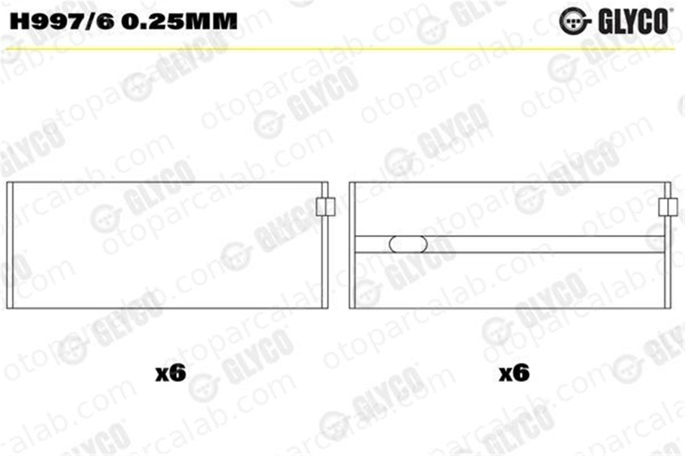 GLYCO H997/6 0.25mm Ana Yatak (0.25) MERCEDES-BENZ SPRINTER 4-t Panelvan/Van G-SERISI H9976025mm 1020335202
