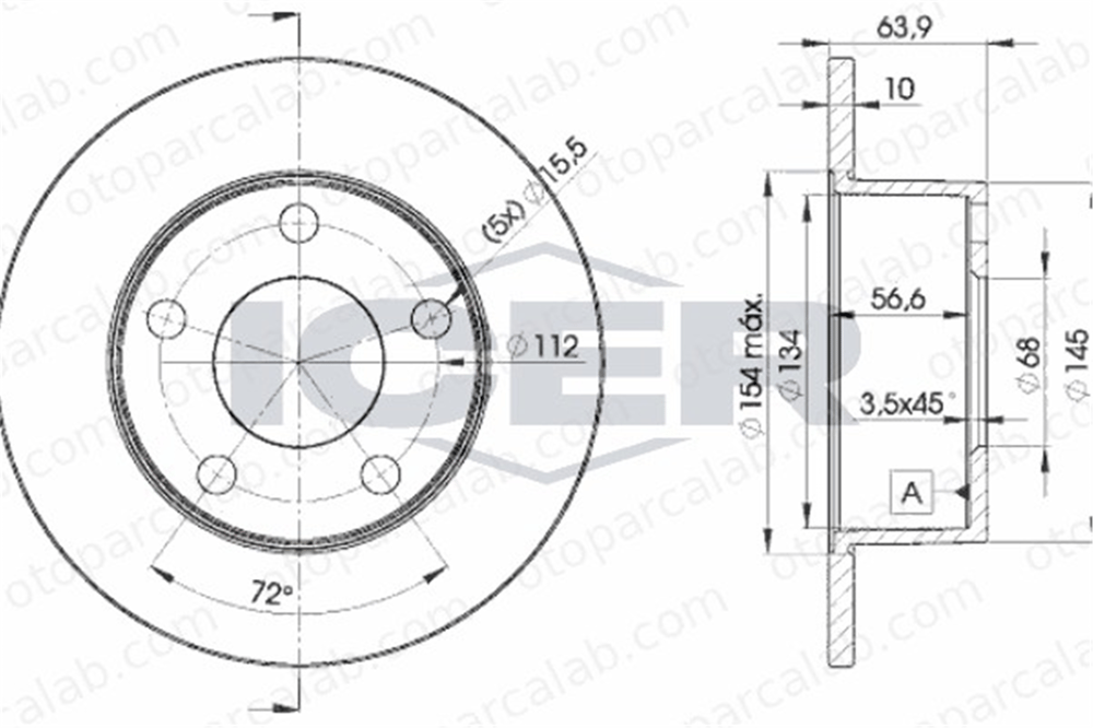 GOODYEAR 103198 Fren Disk Ayna Arka Sağ ve Sol AUDI A6 C5 Avant A6 C5 4A0615601A 8E0615601