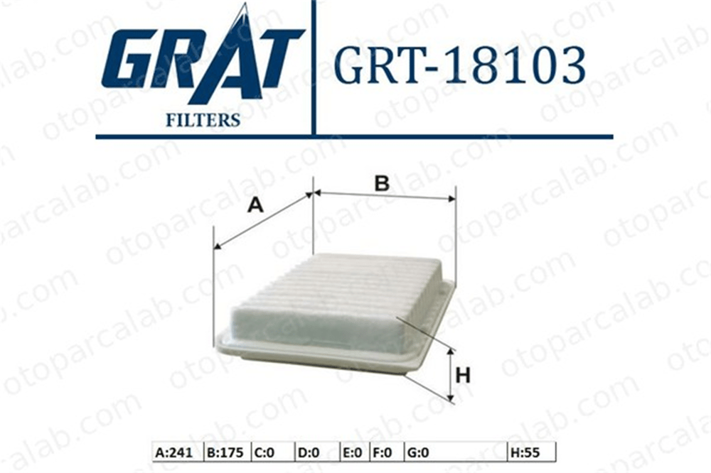 GRAT 18103 Hava Filtresi TOYOTA AURIS COROLLA Sedan 178010D060 178010D090