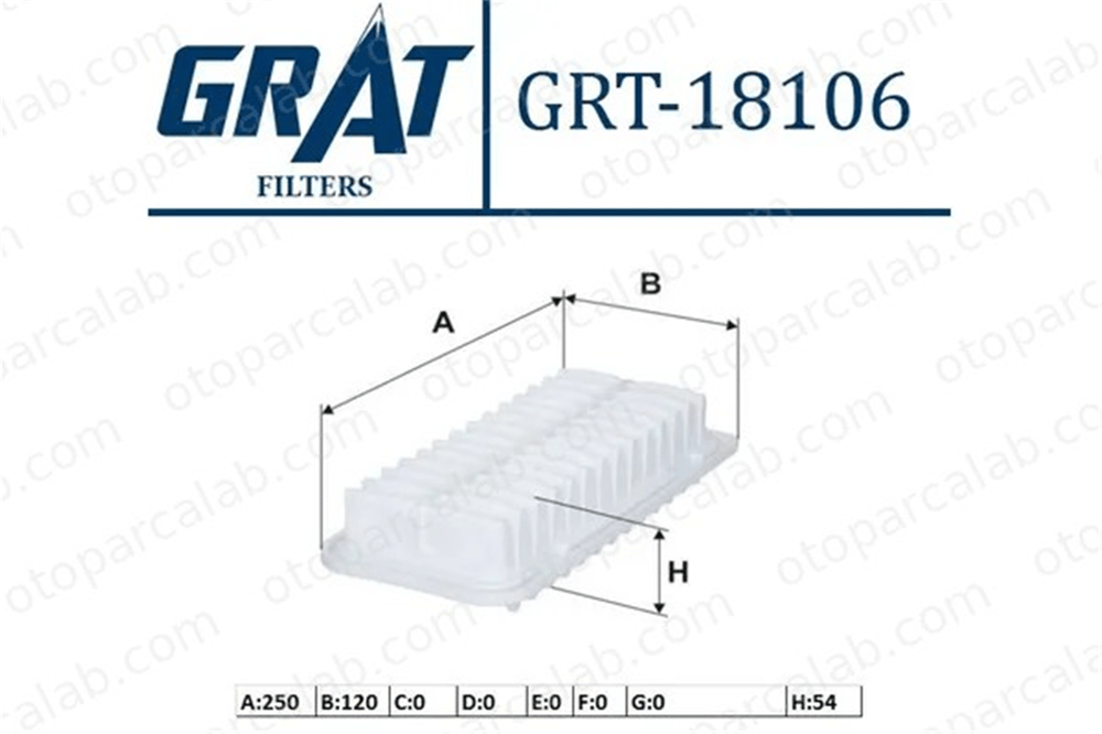 GRAT 18106 Hava Filtresi TOYOTA YARIS YARIS VERSO 1780121030 178010Y010