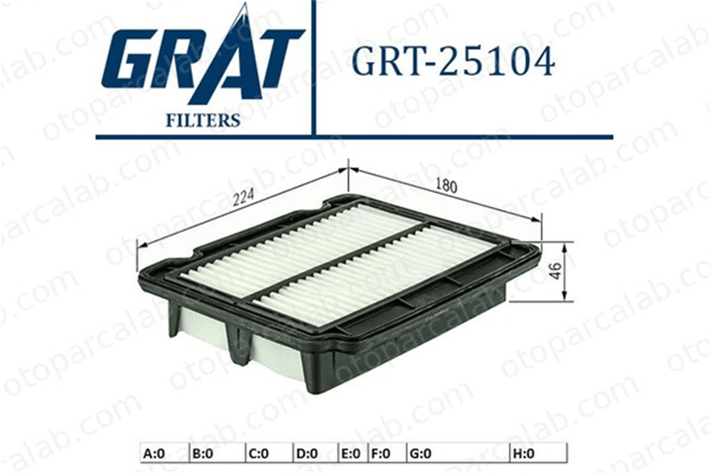 GRAT 25104 Hava Filtresi CHEVROLET AVEO / KALOS Hatchback AVEO / KALOS Sedan 96536696 42386928