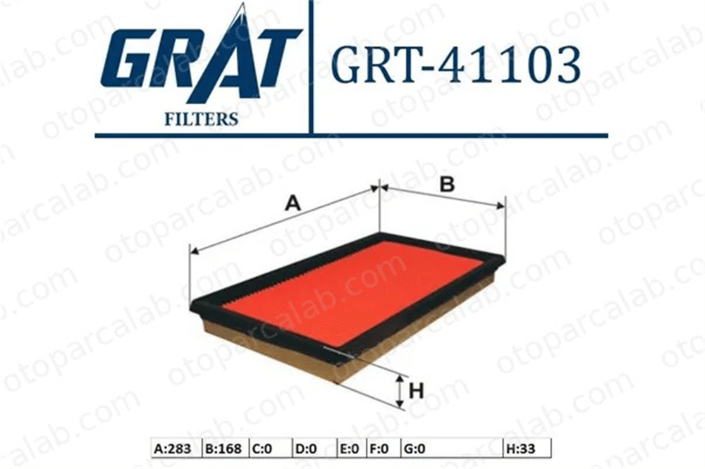 GRAT 41103 Hava Filtresi NISSAN PRIMERA PRIMERA Hatchback 16546V0100 1444L1
