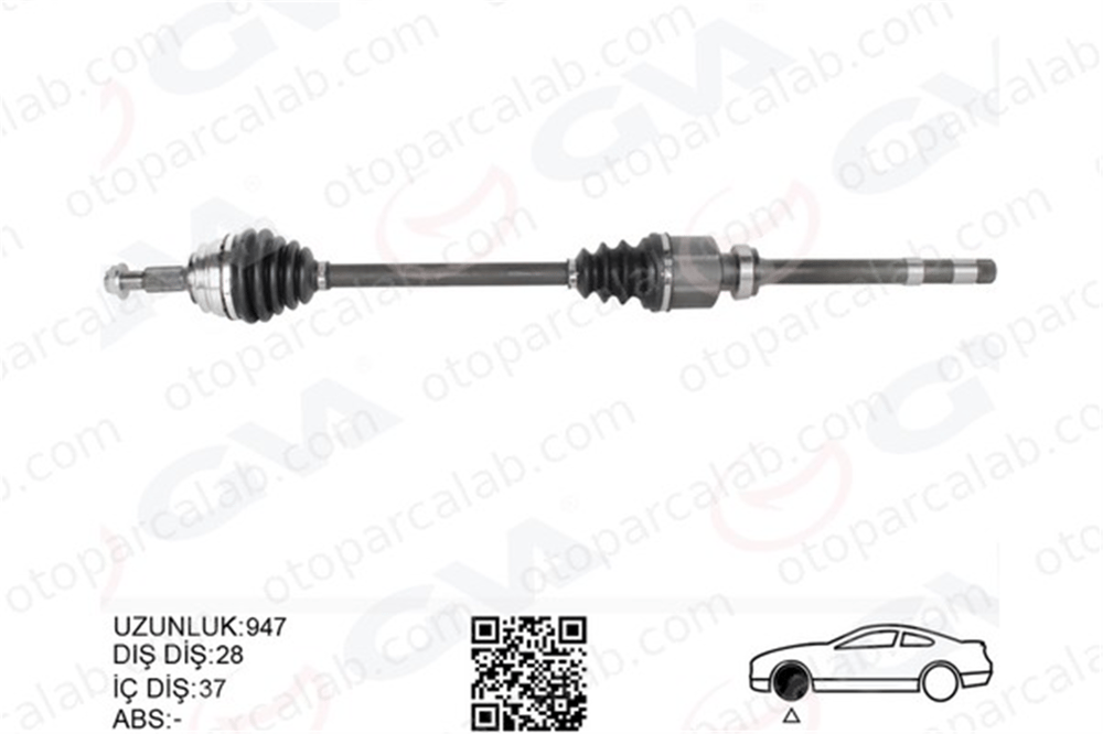 GVA 4443326 Aks Komple Ön Sağ CITROËN C4 SPACETOURER OPEL GRANDLAND / GRANDLAND X 1618043280 9811176780
