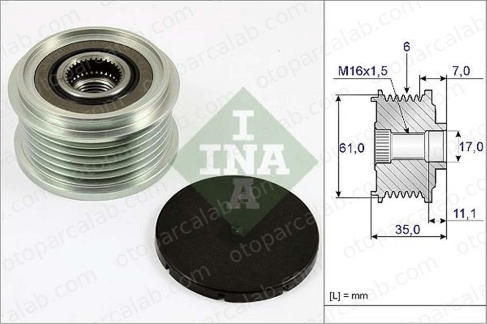 INA 535 0022 10 Alternatör Kasnağı IVECO DAILY IV Panelvan/Van DAILY IV Platform şasi 9949580 38903018E