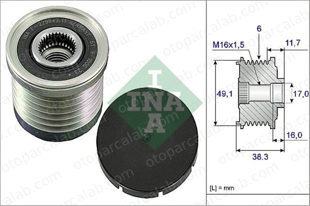 INA 535 0030 10 Alternatör Kasnağı RENAULT LAGUNA II Grandtour LAGUNA II 7701477508 231000011R