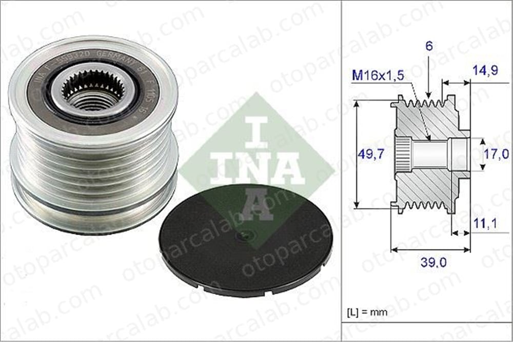 INA 535 0050 10 Alternatör Kasnağı MERCEDES-BENZ SPRINTER 3-t Panelvan/Van SPRINTER 3-t Platform şasi A6111550715 4862629AA