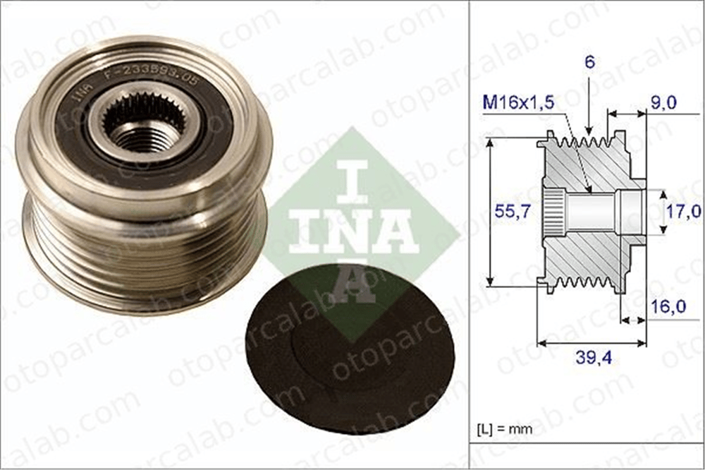INA 535 0060 10 Alternatör Kasnağı VW POLO SEAT CORDOBA 3D903119A 03D903119A
