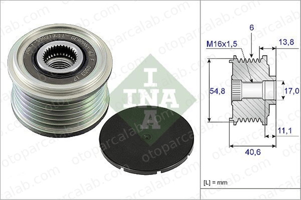 INA 535 0102 10 Alternatör Kasnağı DACIA DUSTER RENAULT CLIO III 231001043R 231001956R