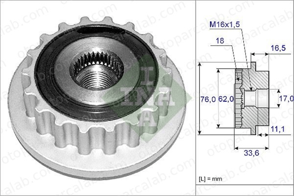INA 535 0118 10 Alternatör Kasnağı VW MULTIVAN T5 TRANSPORTER T5 Minibüs/Otobüs 70903024 070903024
