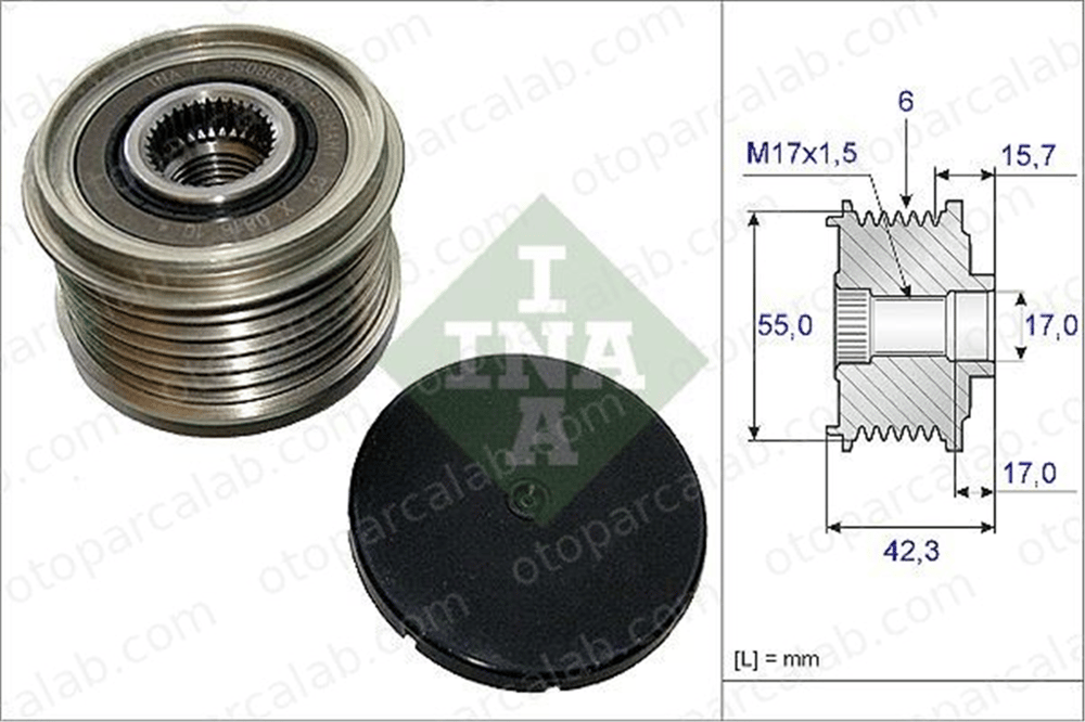 INA 535 0154 10 Alternatör Kasnağı RENAULT KANGOO / GRAND KANGOO II DACIA DUSTER 231513VD1B 231002543R