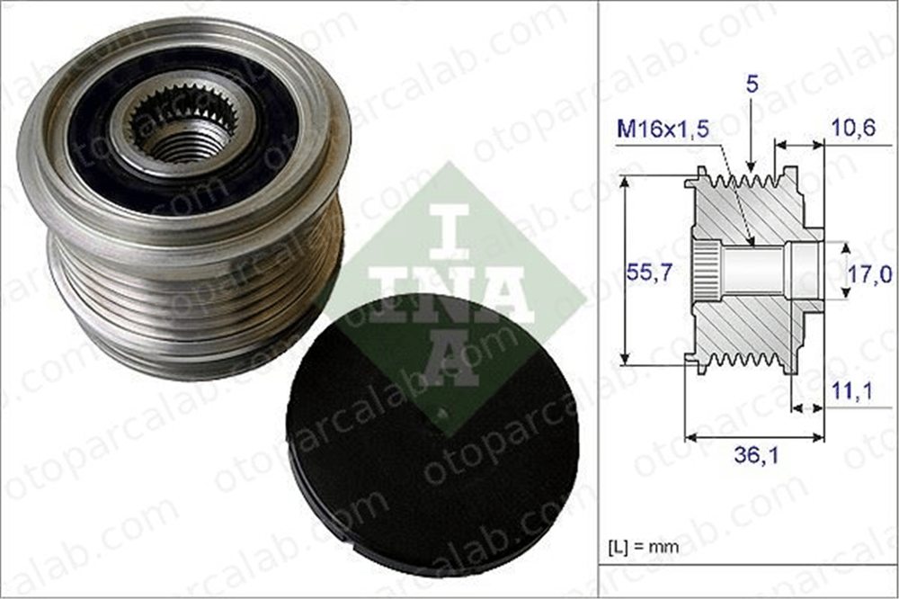 INA 535 0161 10 Alternatör Kasnağı VOLVO V50 S40 II 6M5T10300SA 1541451