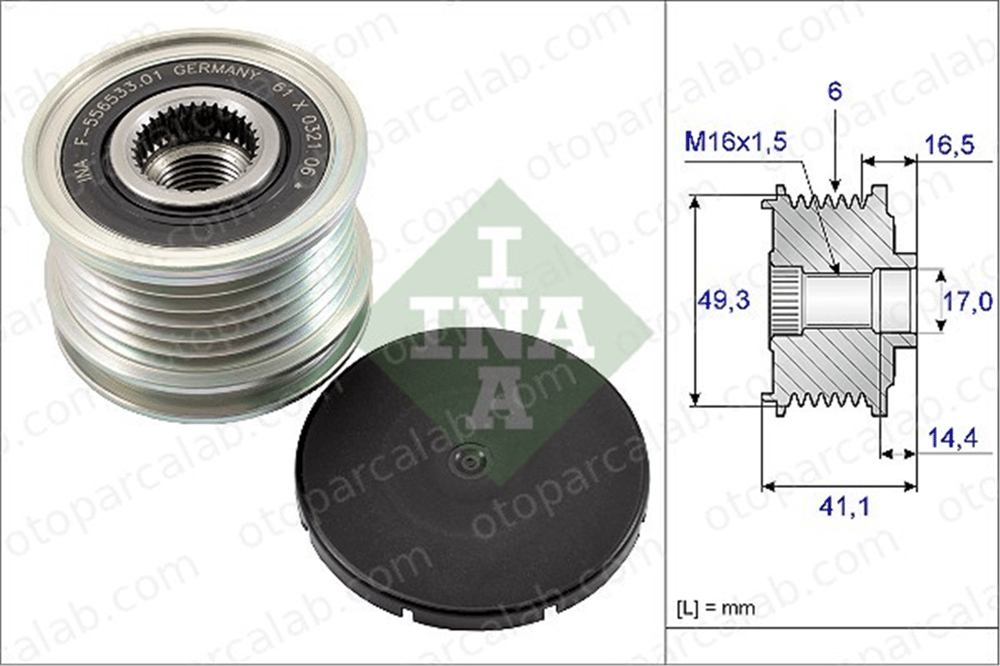 INA 535 0178 10 Alternatör Kasnağı MINI MINI PEUGEOT 308 II 12317576515 5702J0