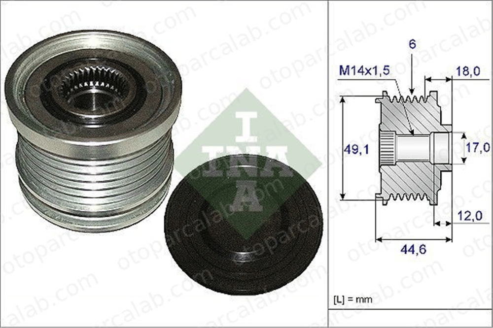 INA 535 0182 10 Alternatör Kasnağı FORD FOCUS II FOCUS C-MAX 1S7T10300CF 1120213