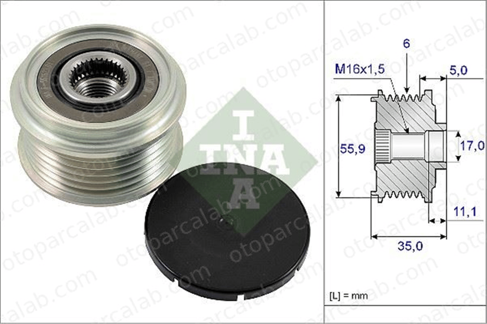 INA 535 0222 10 Alternatör Kasnağı AUDI A7 Sportback A5 59903119N 059903119N