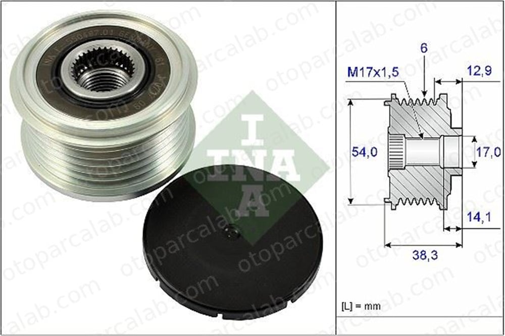 INA 535 0264 10 Alternatör Kasnağı PEUGEOT 208 I 2008 I 1610048280 1608066080